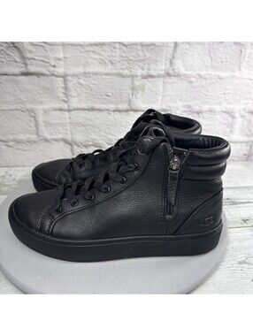 UGG Olli Heritage Trainer Womens 8 M High Top Sneaker Shoes Boots Black Leather